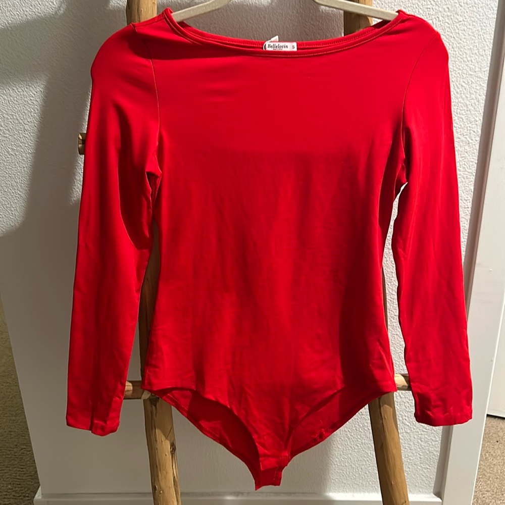 Red long sleeve bodysuit